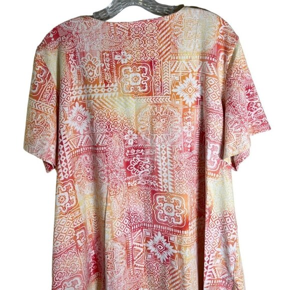 Alfred Dunner Women's Top Beaded Floral Pattern Orange & White Size 1X - Picture 9 of 10